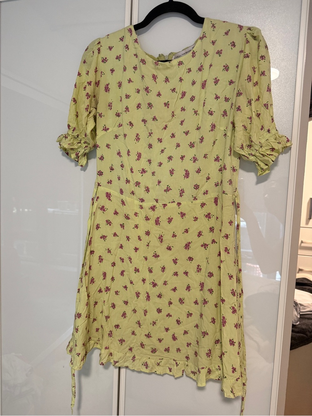 Faithfull the Brand Pale Yellow Floral Mini Dress
